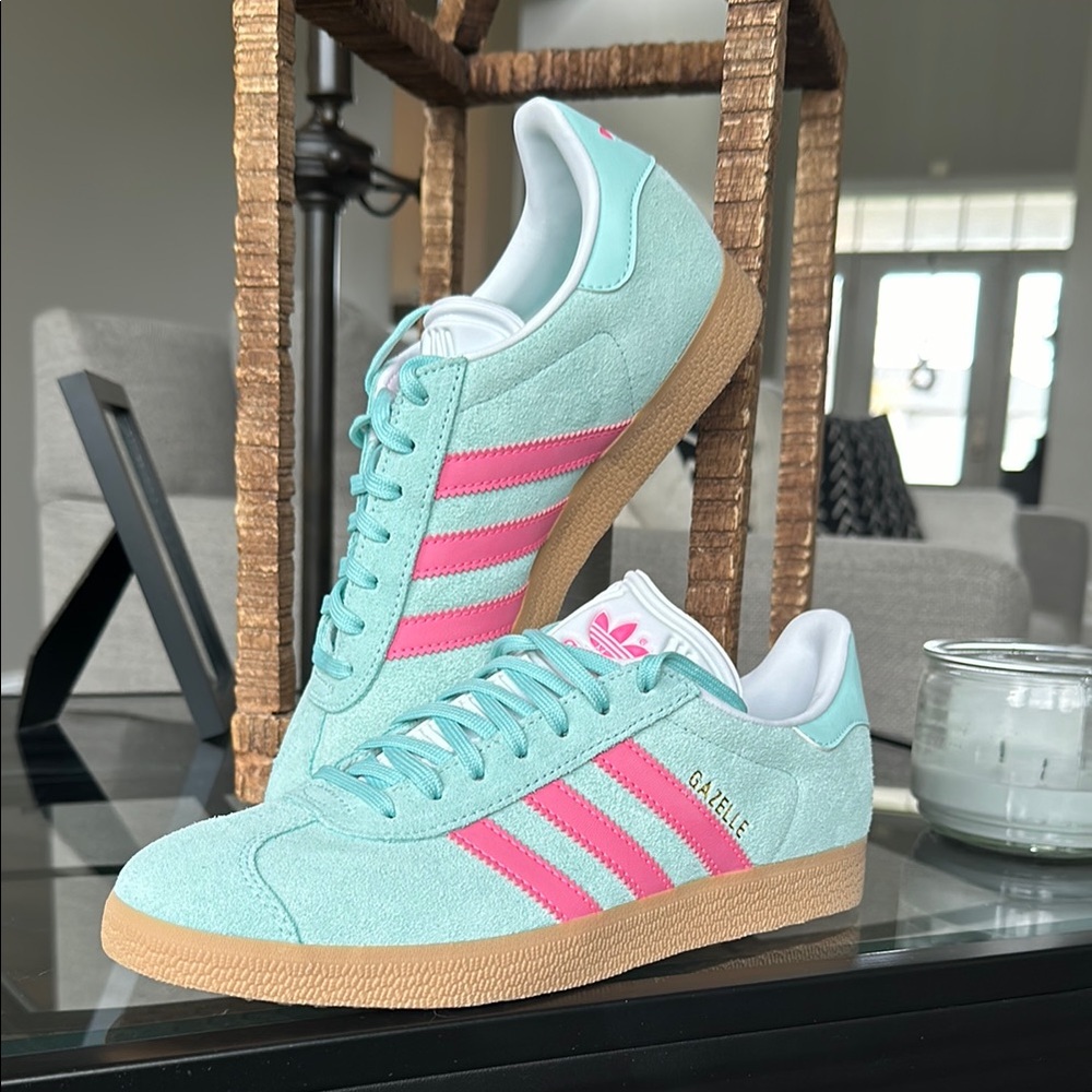 Adidas Women's Gazelle Sneakers - Mint Green and Pink